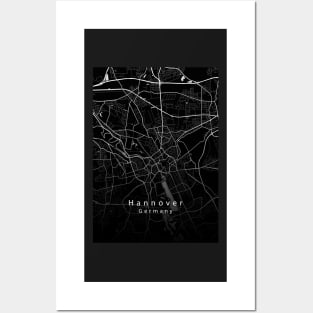 Hannover Germany City Map dark Posters and Art